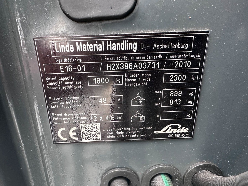 Linde E16 Triplex 4625mm Hub. Nur 1153h Betriebsstunden Elektro 3Rad15