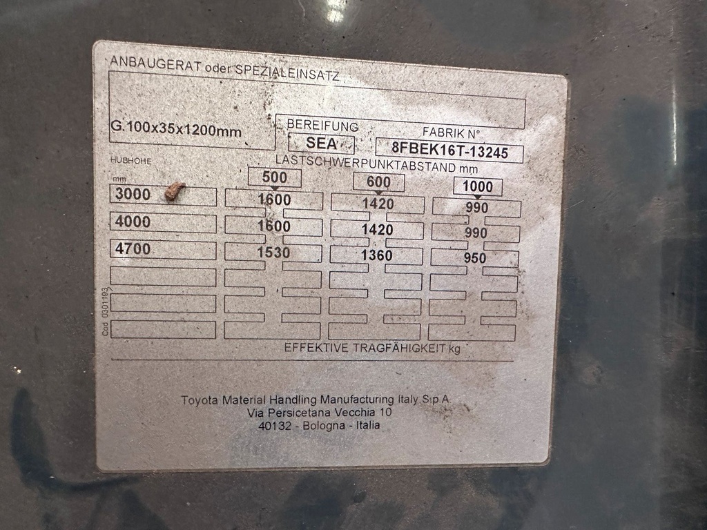 Toyota FBEK16T 1,6T Triplex 4700mm Hub Lithium Batterie Staple10